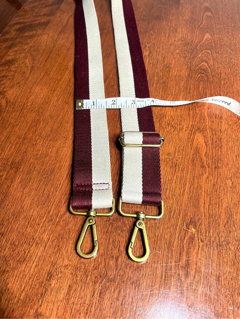 Striped Canvas Bag Strap Maroon & Cream Replacement Crossbody